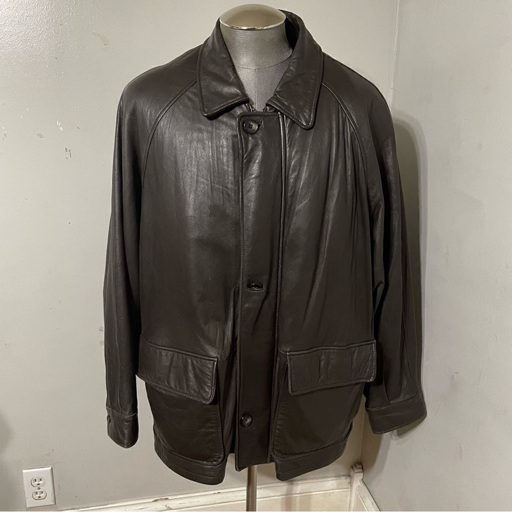 Couture by J. Park Lamb‎ Leather Bomber Jacket Men's Size Large Chocolate Brown